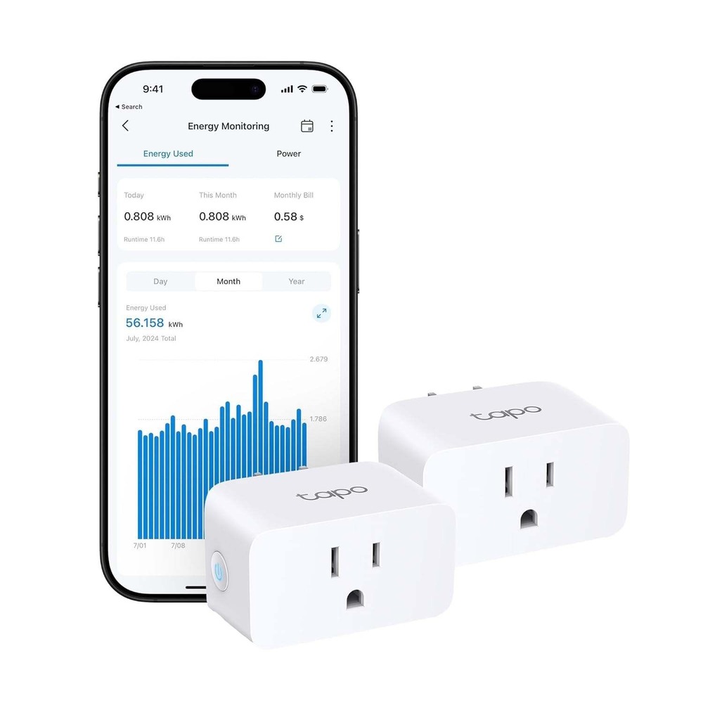 Pack of 2 TP-Link Tapo P110M Smart Plug Mini, Matter Compatible, Compatible w